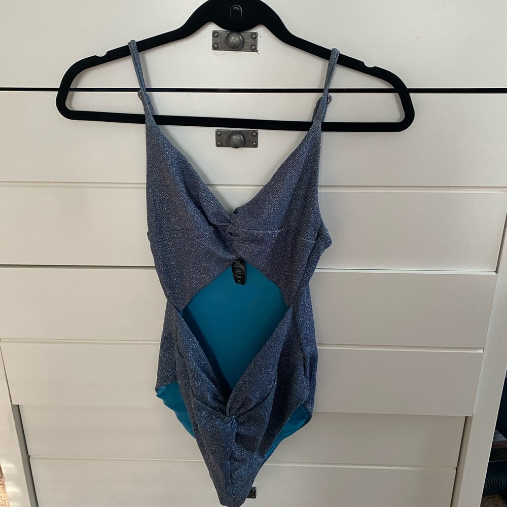 Blue Cutout Swimsuit